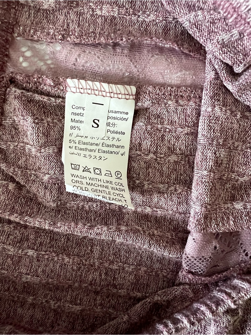Lace-Trim Ribbed Cami & Shorts Sleep Sets|Lavender/Rose Size Small - Picture 7 of 7